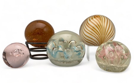 5 Art Glass Paperweights