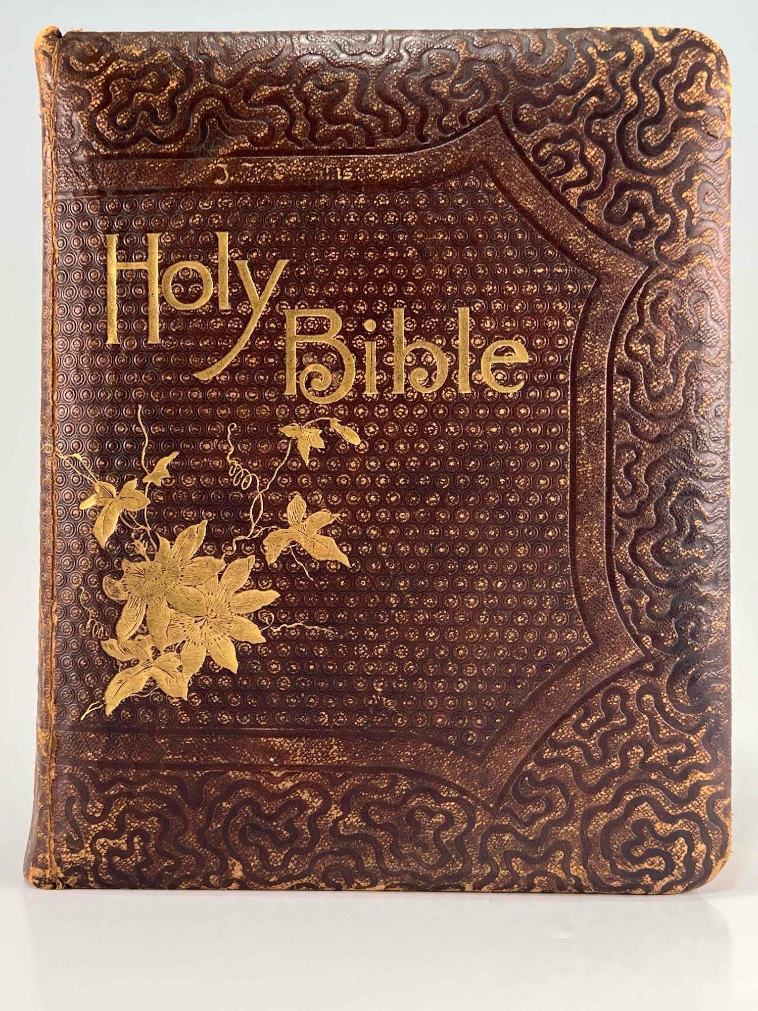 Antique   Gilt Leatherbound Bible, Belonged To Minister (1 of 9)