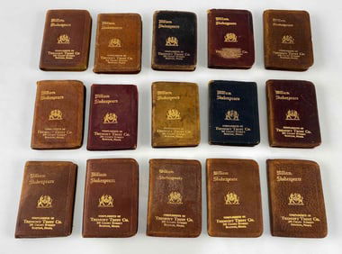 Set Of Early 20th Century Miniature Advertising Leather Bound Shakespeare Books