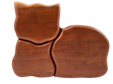 Cat Shaped Wood Puzzle Box