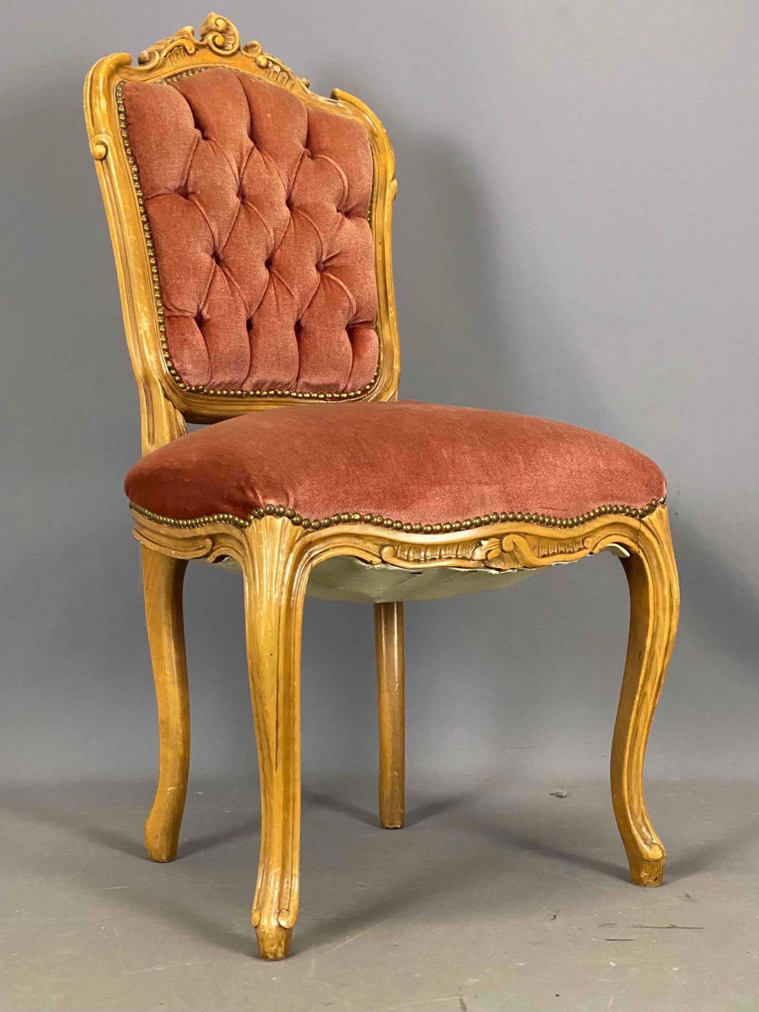 Tufted Pink Accent Chair: Tufted Pink Accent Chair. Approximately 39.5H x 25.0D x 20.25W in.