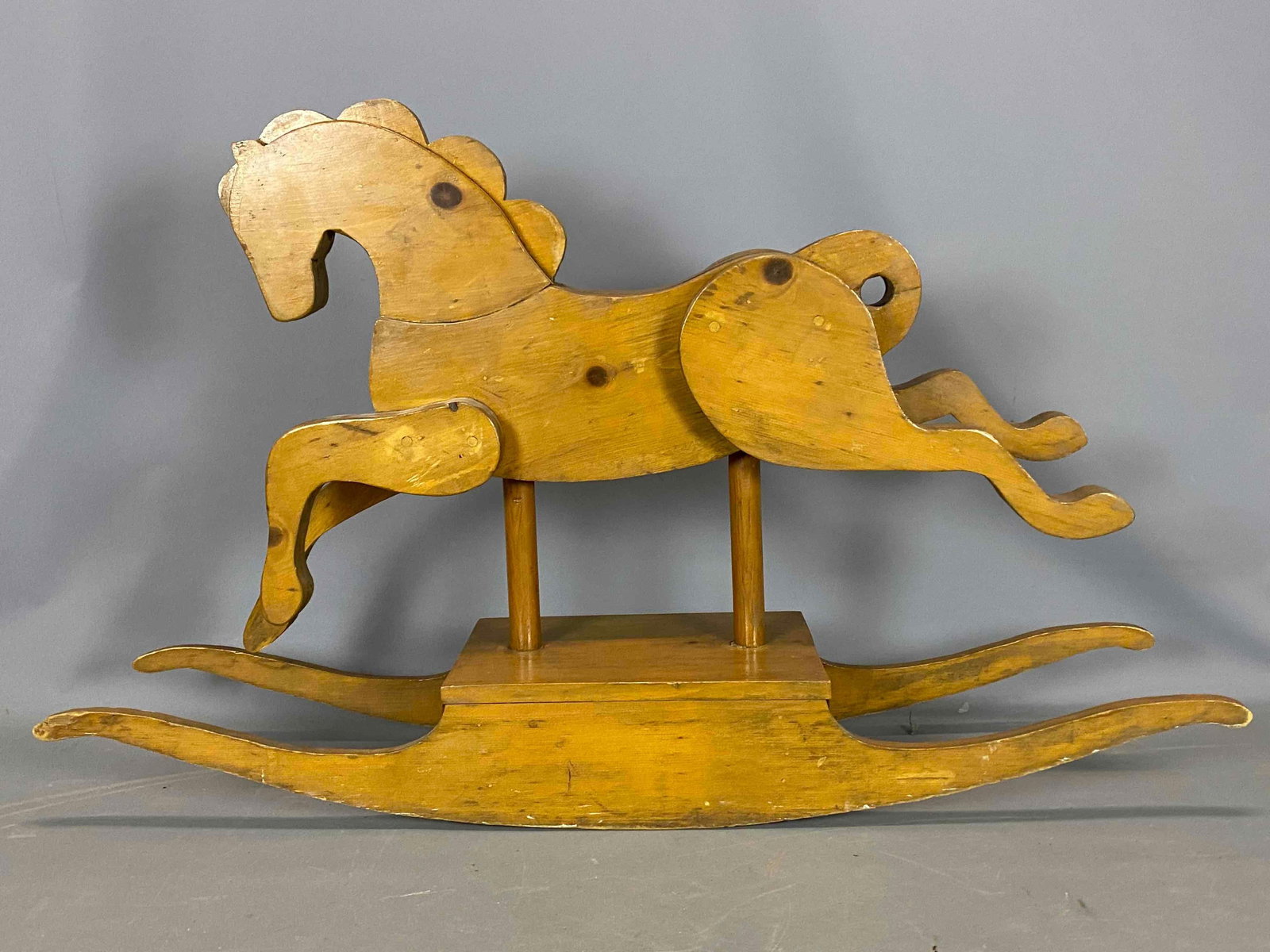 Older Wooden Rocking Horse: Older Wooden Rocking Horse. Approximately 49.0L x 30.0H x 11.25W in.