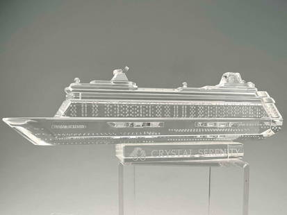 Crystal Serenity Crystal Cruise Ship Model: Crystal Serenity Crystal Cruise Ship Model. Marked "Crystal Serenity." Approximately 7.25L x 2.25H x 1.25W in.