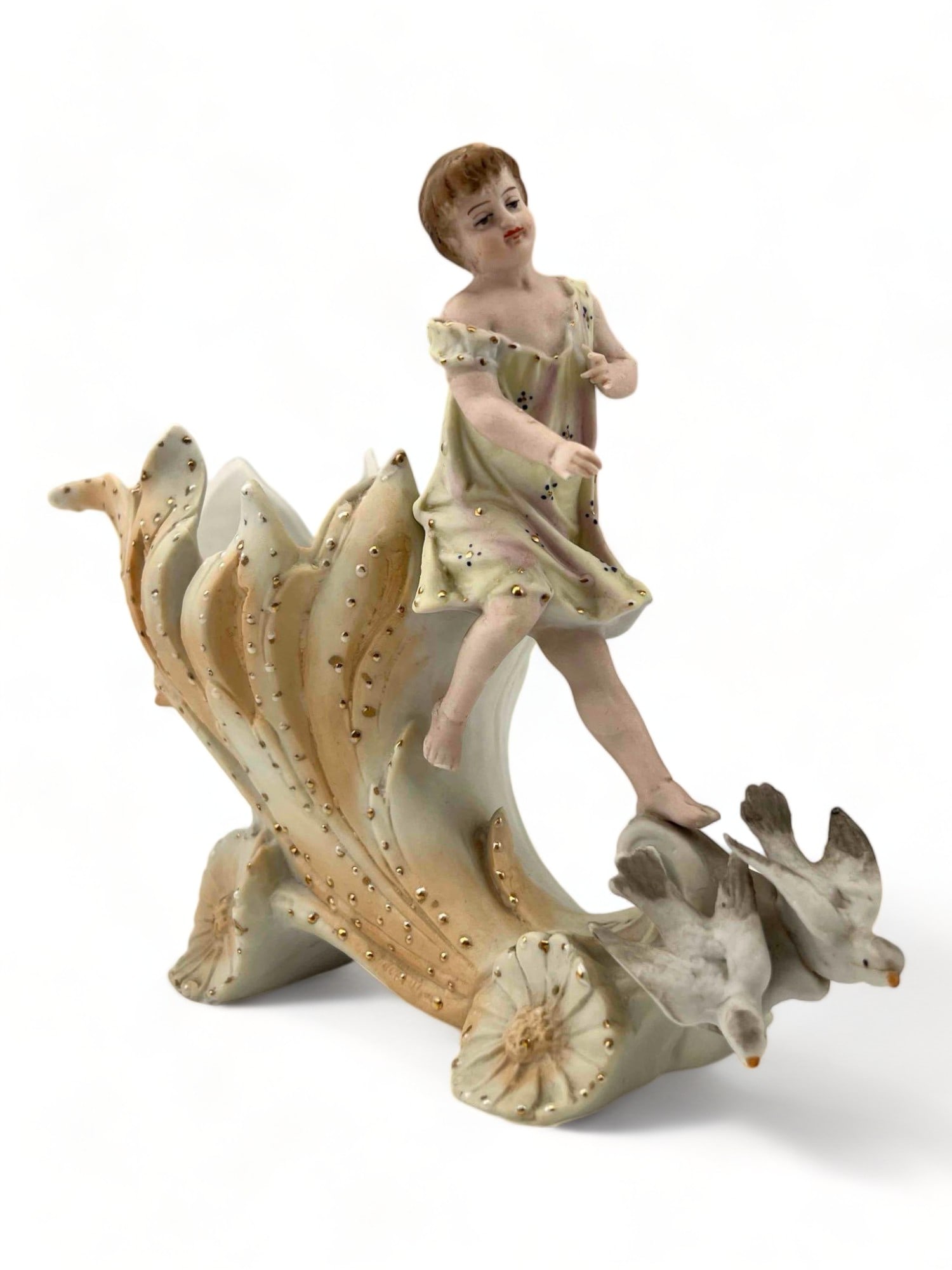 Antique Hand Painted Bisque Vase Or Match Holder (1 of 8)