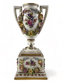 19th Century Dresden Carl Thieme Hand Painted Porcelain Urn