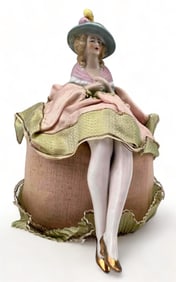Ca. 1920's Porcelain Doll Pincushion