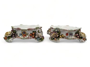 Pair Of Antique German Porcelain Stands Or Pedestals