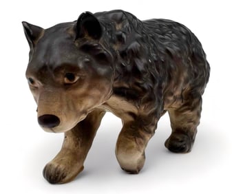 Older Hand Painted Porcelain Bear Figure