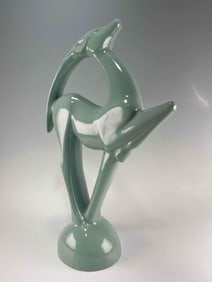 Blue Ceramic Deer Sculpture