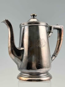 Art Deco Silverplate Teapot, "Toujours En Avant" Crest