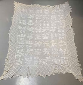 Handmade Lace Tablecloth, U.S. Sate Flowers Motif