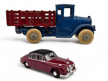 Older Metal Toy Pick-Up Truck and Car