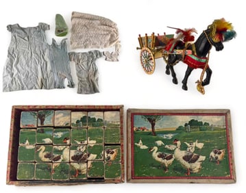 Vintage Children's Clothes, Toy, & Puzzle