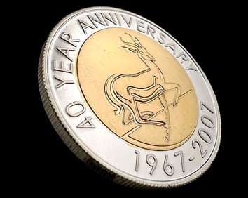South African 40th Anniversary Silver    ; Gold Plate Krugerrand Coin