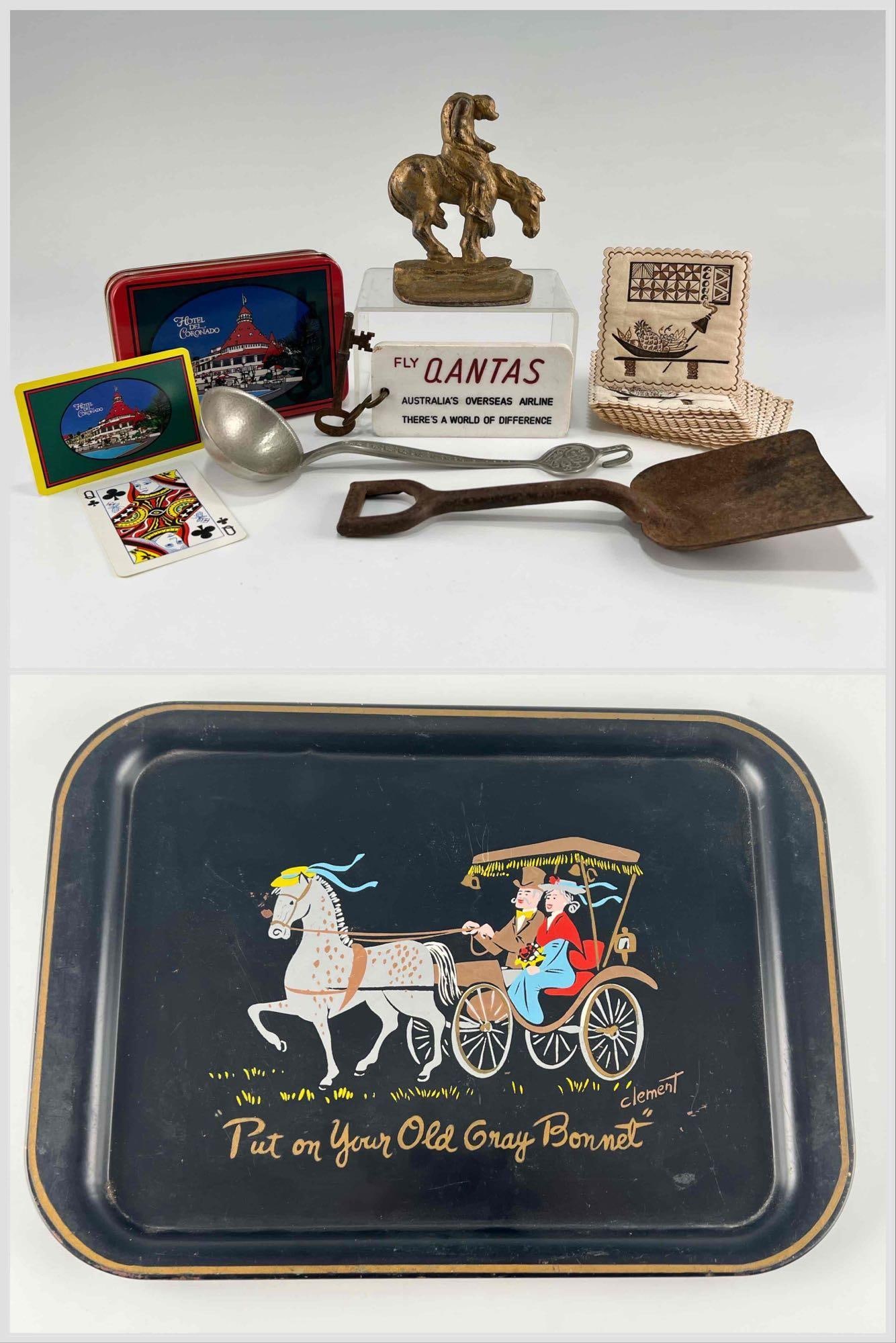 Lot Of Collectibles: Lot Of Collectibles. Largest (Shovel) Approximately 9.125L x 3.0W Smallest (Coasters) Approximately 3.3125W x 3.125L.