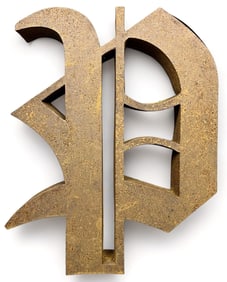 Large Old English Iron Letter P Sign