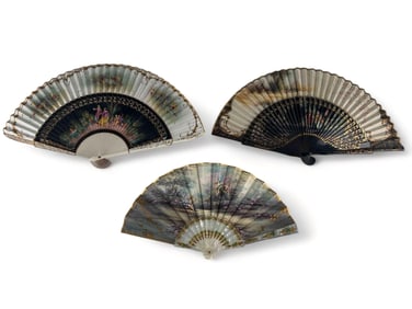 Three Older Hand Painted Spanish Fans