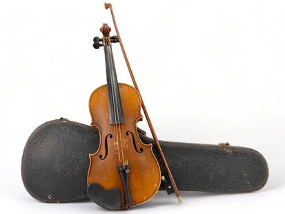 Older Violin Marked Antonius Stradivarius: Older Violin Marked Antonius Stradivarius Cremonensis, Faciebat Anno 1713, Made In Czechoslovakia, 98A. Case Marked Made In USA. Violin 18.9375L x 6.4375W x 2.625H in. Bow 22.125L x 1H x .5625W in. Ca