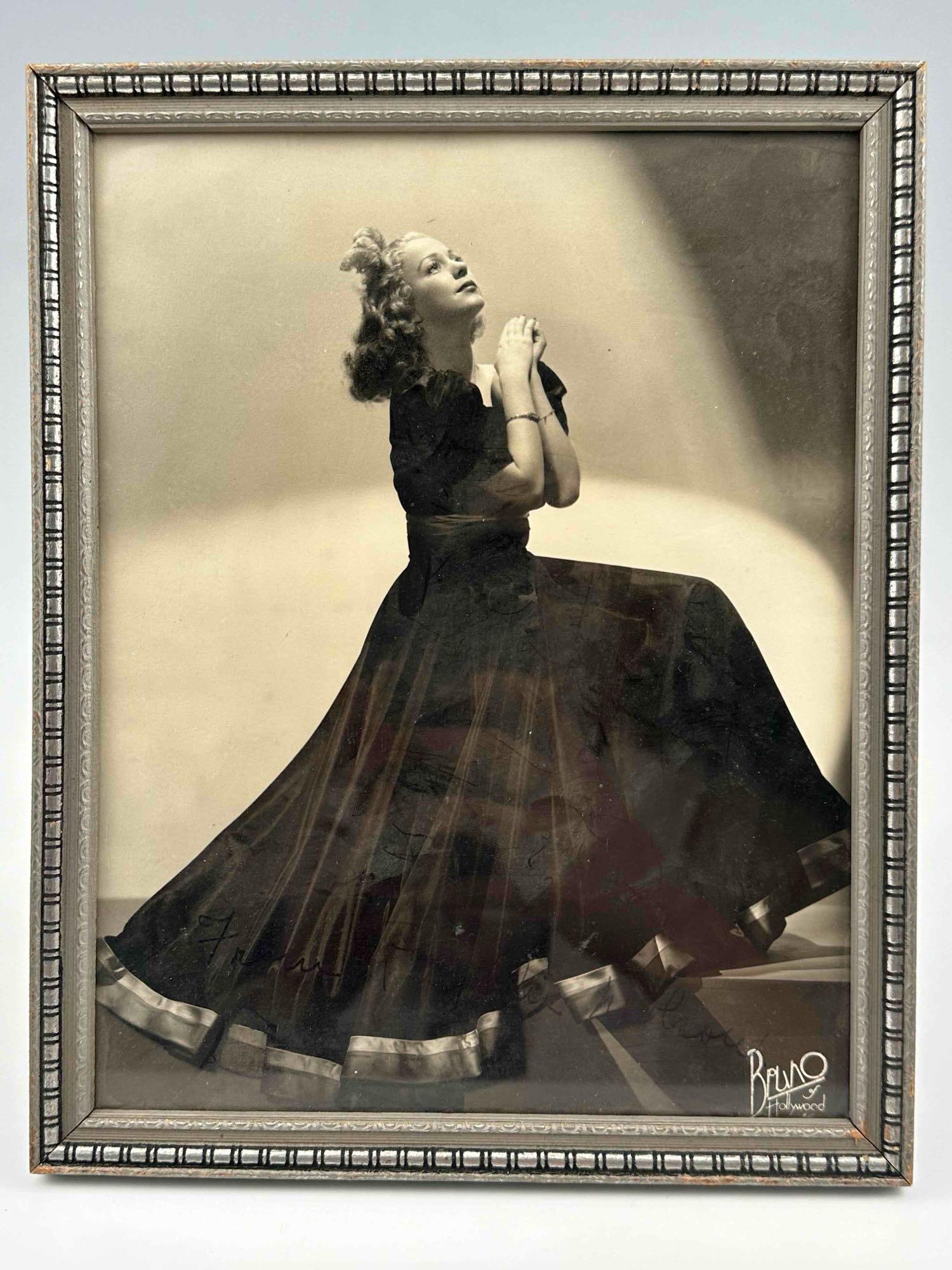 1940's Autographed Photo Of Hollywood Starlet: C. 1940's Autographed Photo Of Hollywood Starlet. Signed illegibly. approximately 9.75H x 7.75W x 0.5D in.