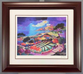 After Jean Claude Picot, Octobre Sur La Baie De Cannes, Lithograph