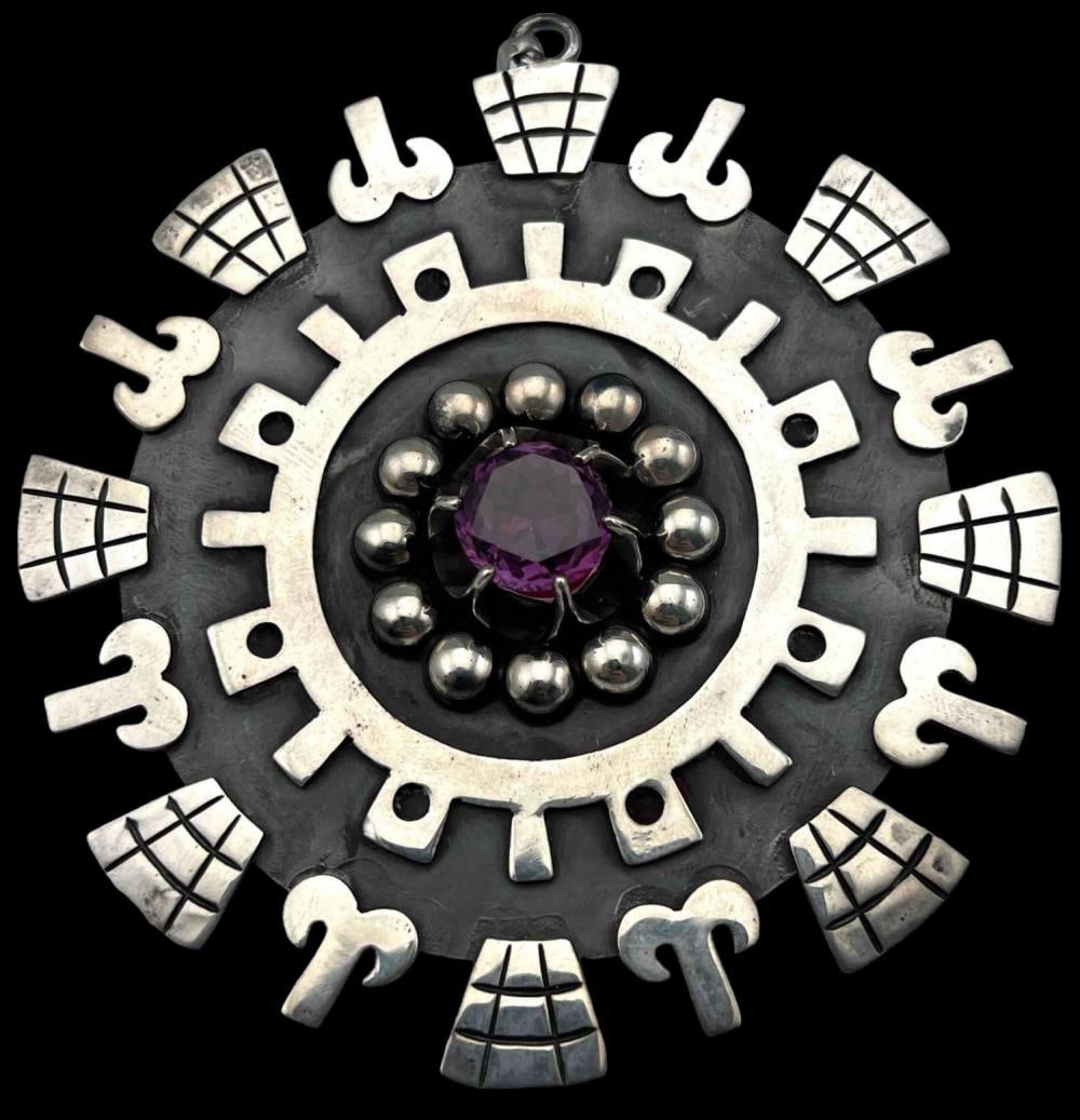 Vintage Mexican Sterling Silver Pendant With Purple Sapphire (1 of 5)