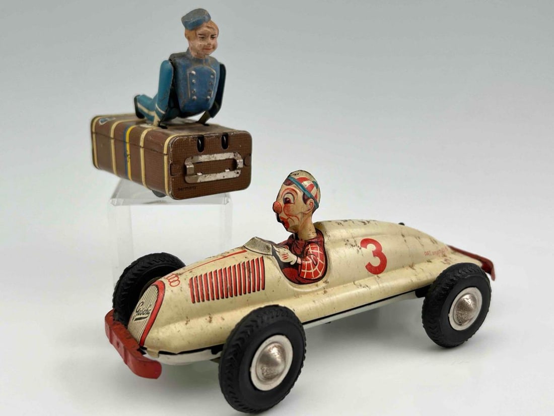 Gescha Lithographed Tin Toy Race Car Driver & Bellboy (1 of 20)