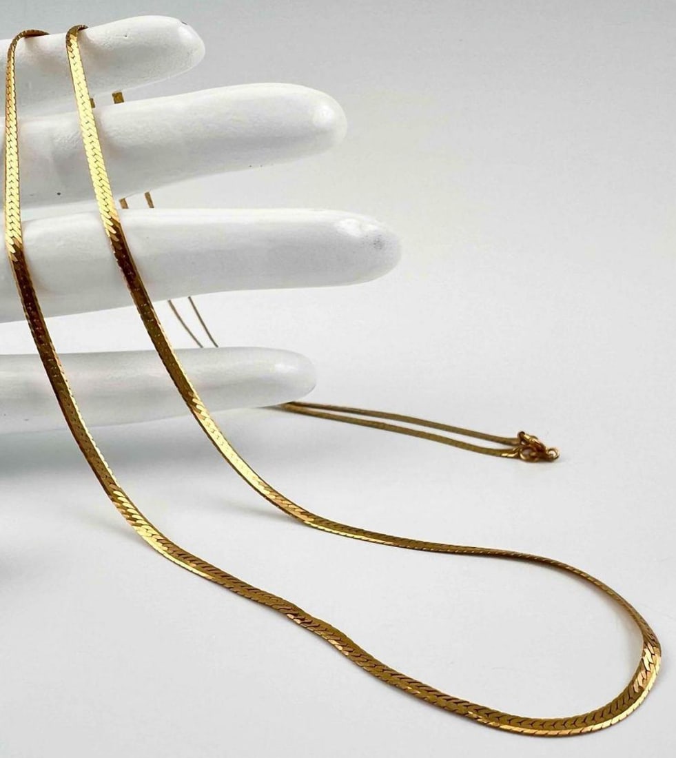 14K Herringbone Chain Necklace (1 of 5)