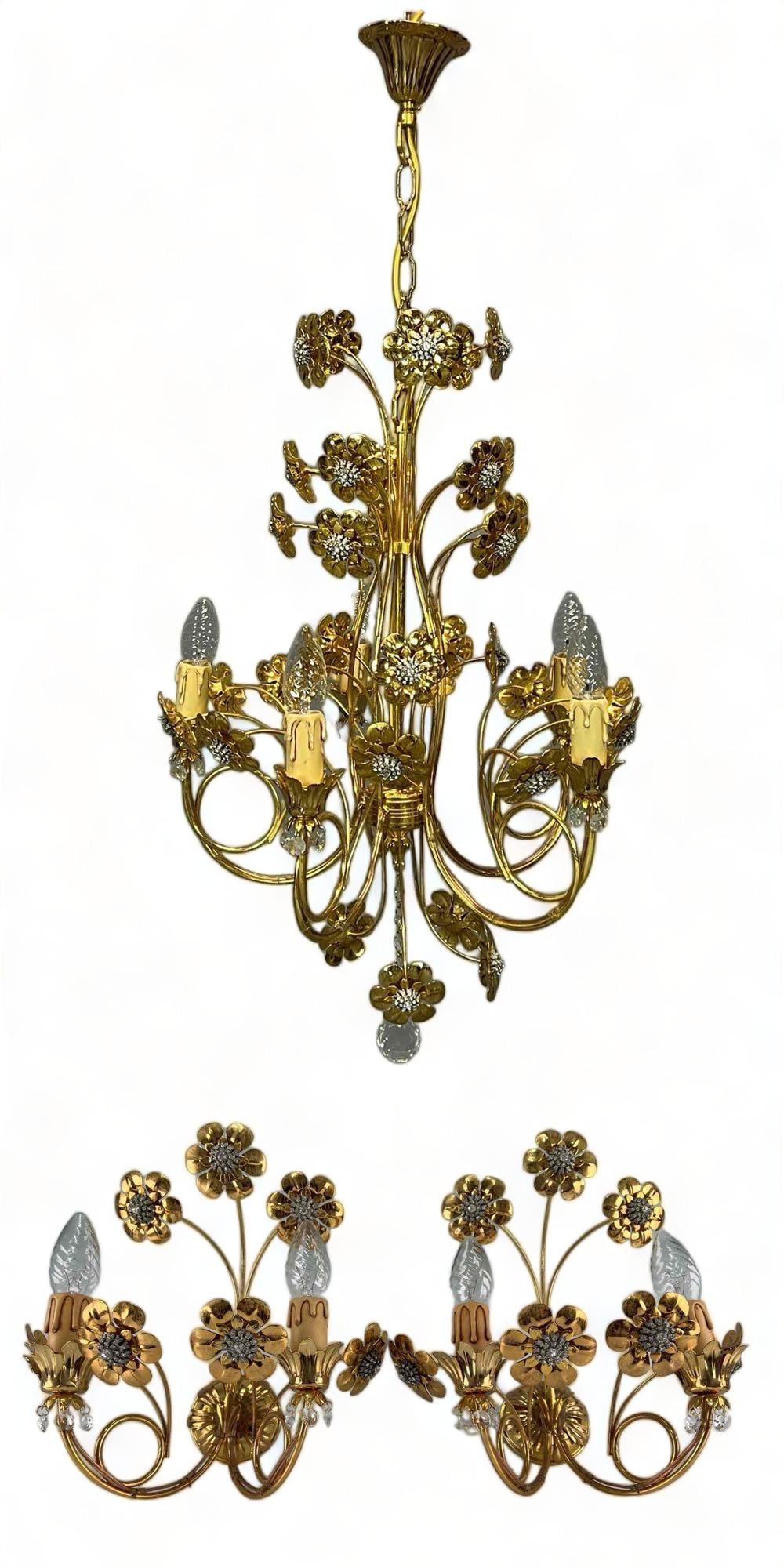 Faustig 24K Gold Plate Swarovski Crystal Chandelier & Sconces (1 of 15)