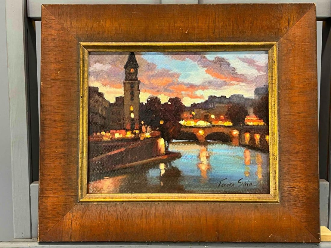 Teresa Saia (American, 20thC.), European City At Sunset, Oil on Canvas (1 of 9)