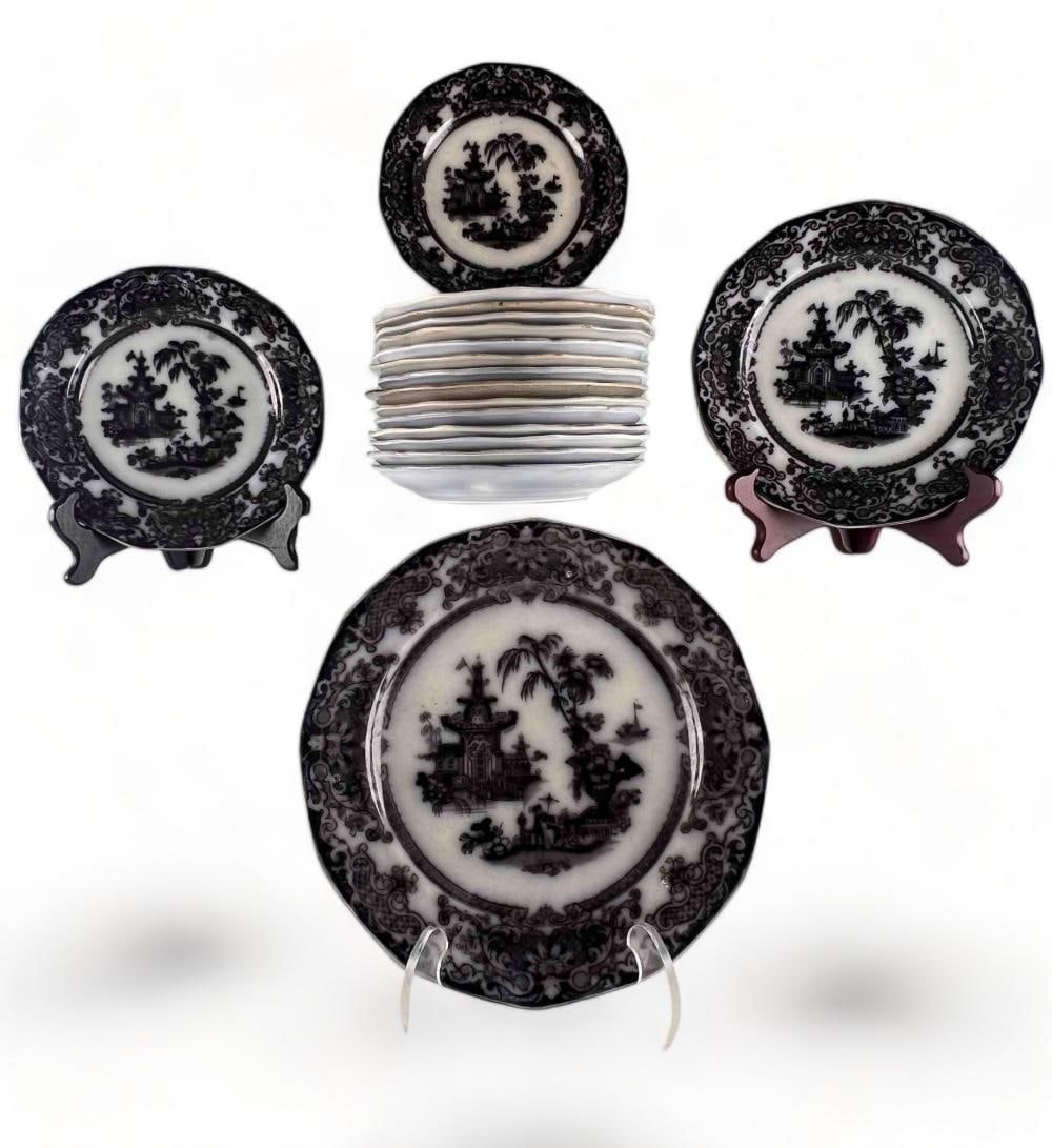 18 AntiqueFlow Mulberry Ironstone Plates, Podmore Walker, Corean Pattern (1 of 20)