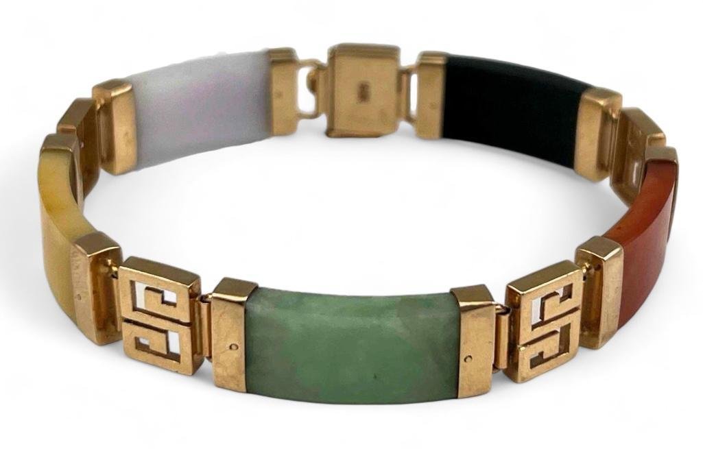 14K Multicolored Jade Bracelet (1 of 9)