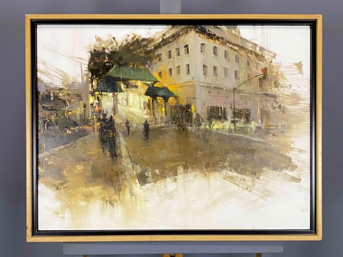 Hsin-Yao Tseng (Taiwan, California, Contemporary), San Francisco Street Scene, Oil On Board (1 of 13)