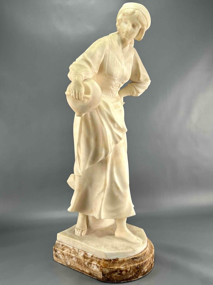 Richard Aurili (Italian, 1834-1914), Woman With Water Jug, Marble Sculpture (1 of 19)