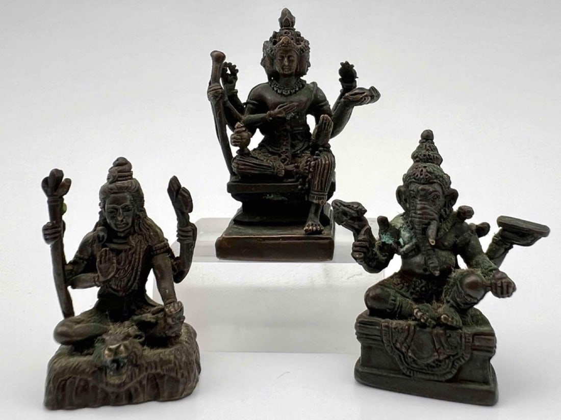 Three Miniature Bronze Hindu Figures (1 of 20)