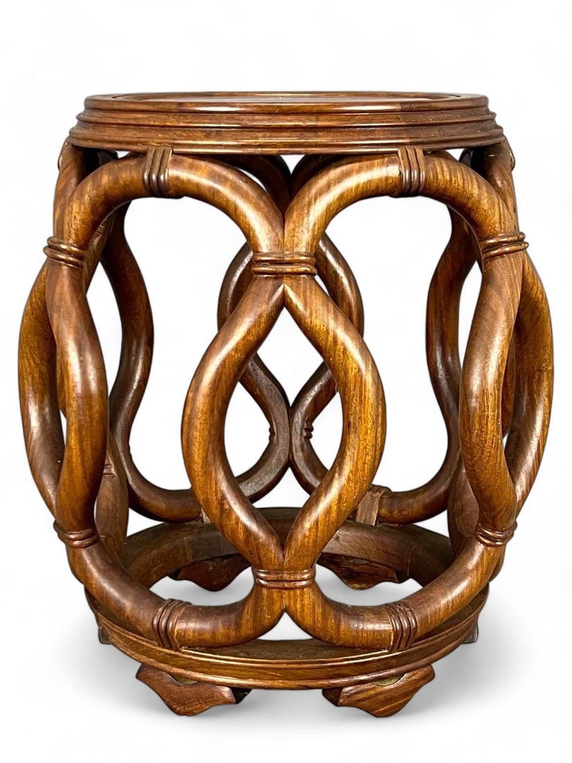 Chinese Carved Rosewood Drum Stool (1 of 13)