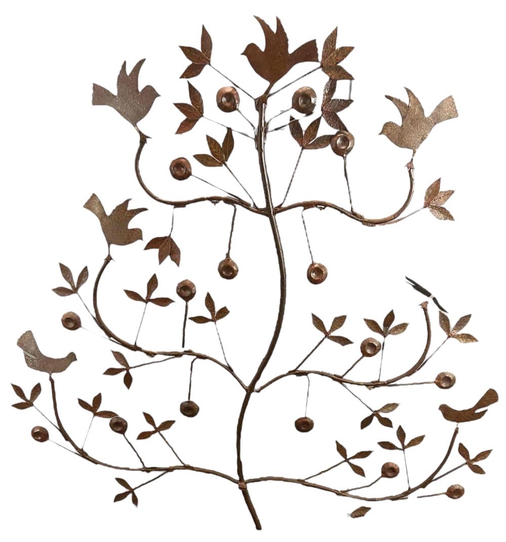 Iron Tree Of Life Wall Sculpture: Large Iron Tree Of Life Wall Sculpture. Approximately 57.5H x 56.0W in.