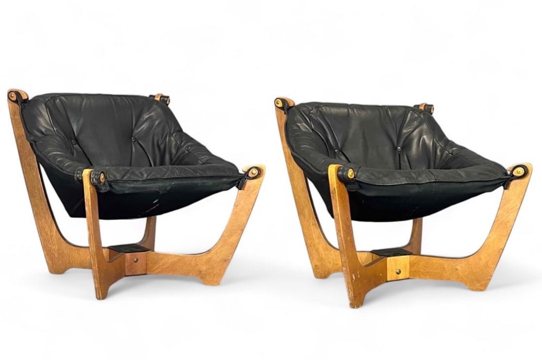 Pair Of Odd Knutsen, "Luna" Mid Century Black Leather Lounge Chair (1 of 19)