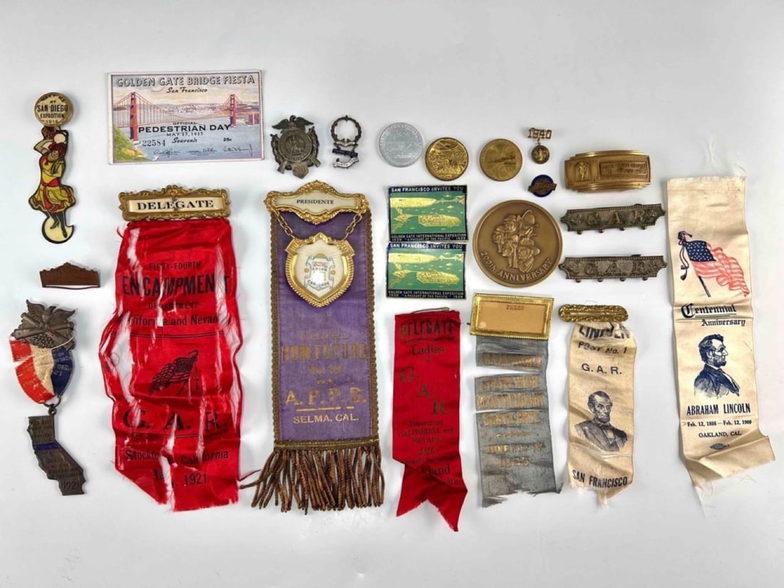 California Commemorative Pins, Badges, & Ephemera: California Commemorative Pins, Badges, & Ephemera Civil War GAR Ribbons