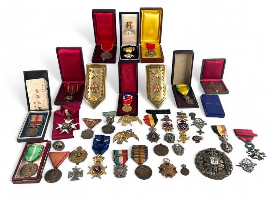 Lot of Military Pins and Badges, Includes Polish Military Medal (1 of 20)