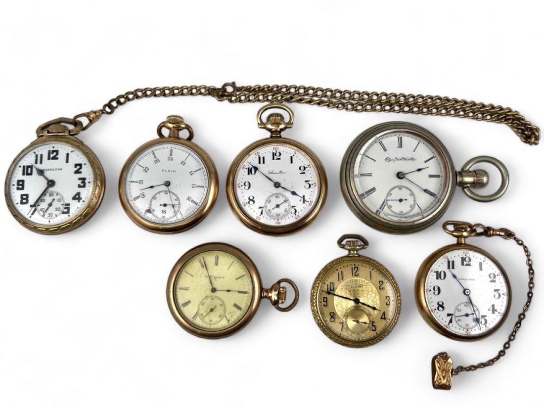 Seven Elgin & Hamilton Pocket Watches (1 of 15)