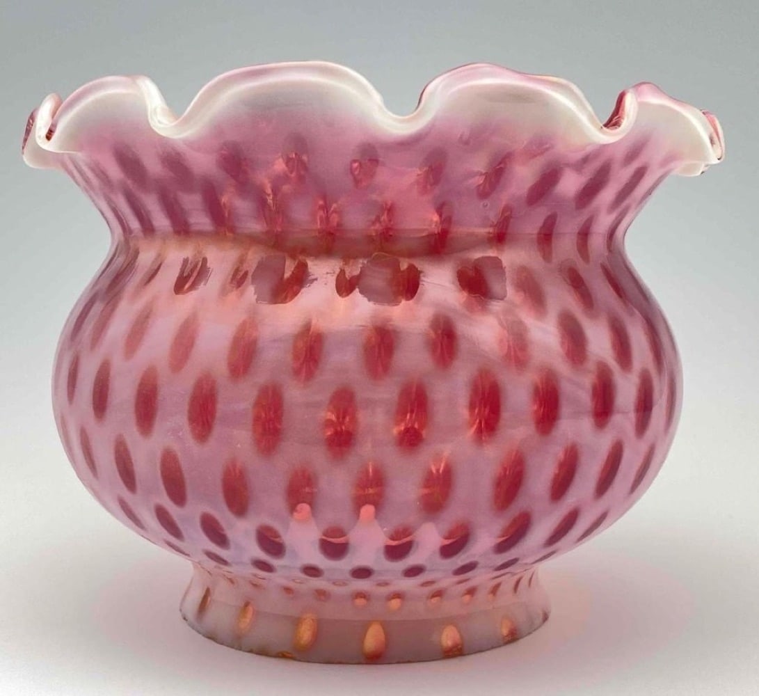Antique Cranberry Glass Lamp Shade: Antique Cranberry Glass Lamp Shade. Approximately 5.25H x 7.0D in