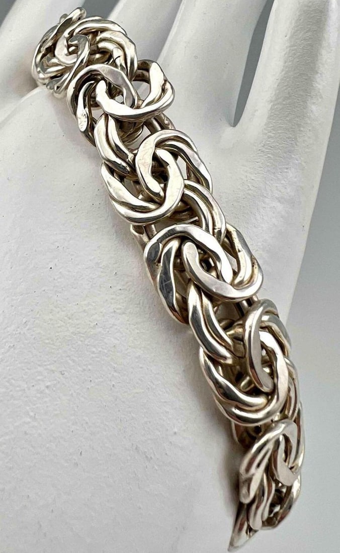 Sterling Silver Byzantine Chain Link Bracelet (1 of 9)