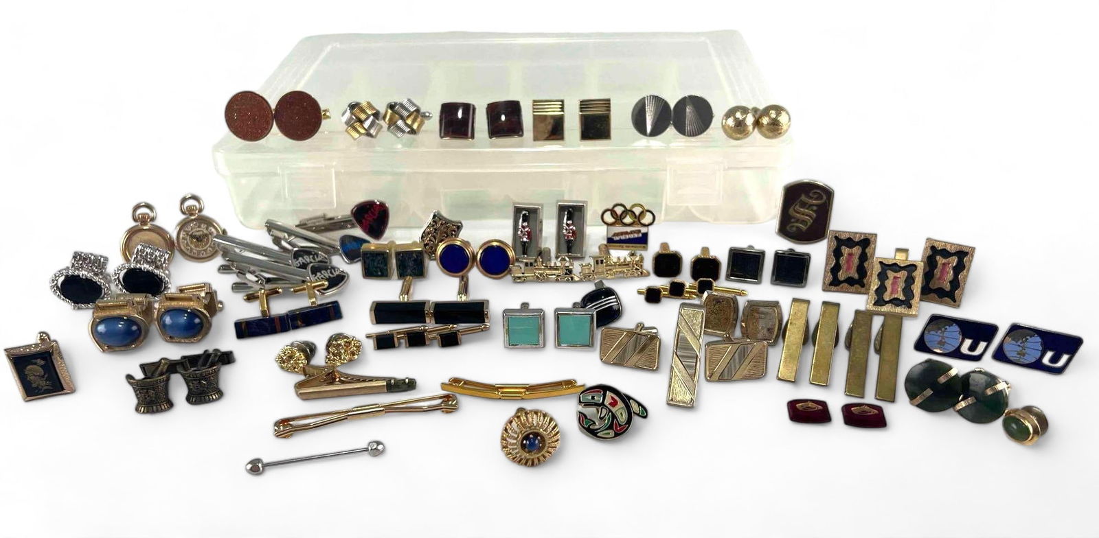 Lot Of Vintage Cuff Links & Tie Bars (1 of 14)