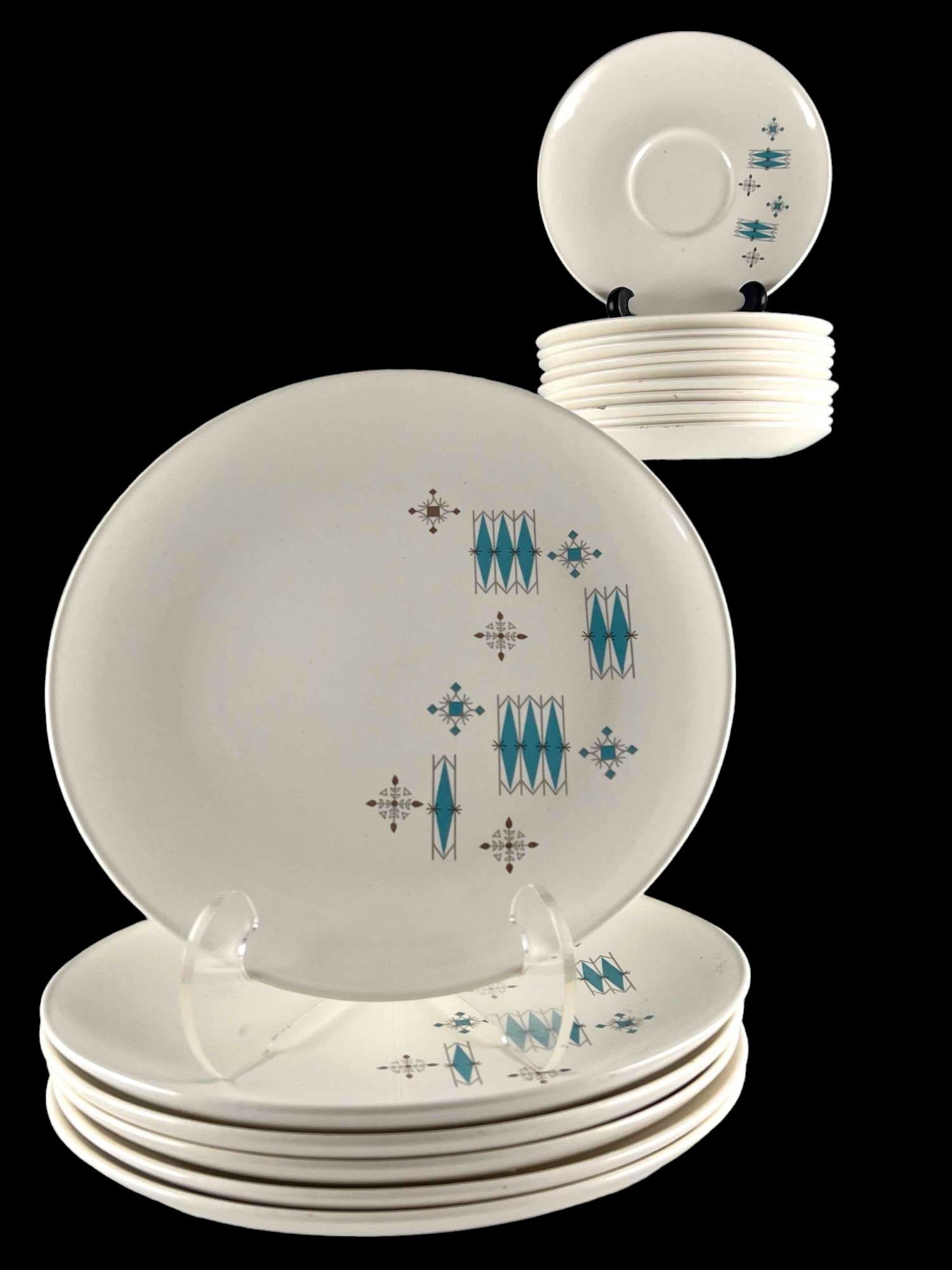 Sabin Blue Moderne Mid Century Modern Atomic Style Dinnerware (1 of 12)