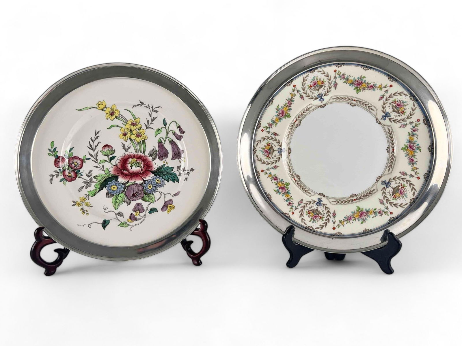 Two Shreve Sterling Silver Rimmed Plates, Minton & Spode (1 of 16)