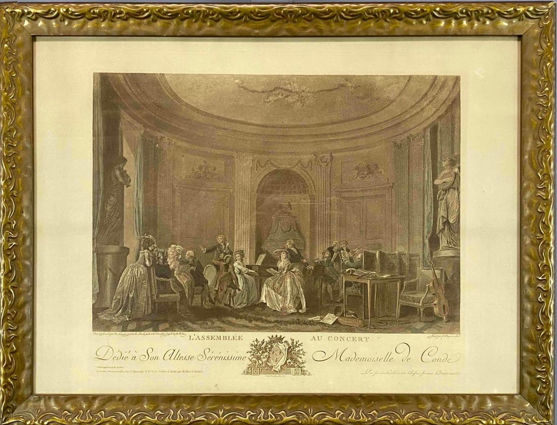 Dequevauviller, L'Assemblée Au Concert, Antique Engraving (1 of 11)