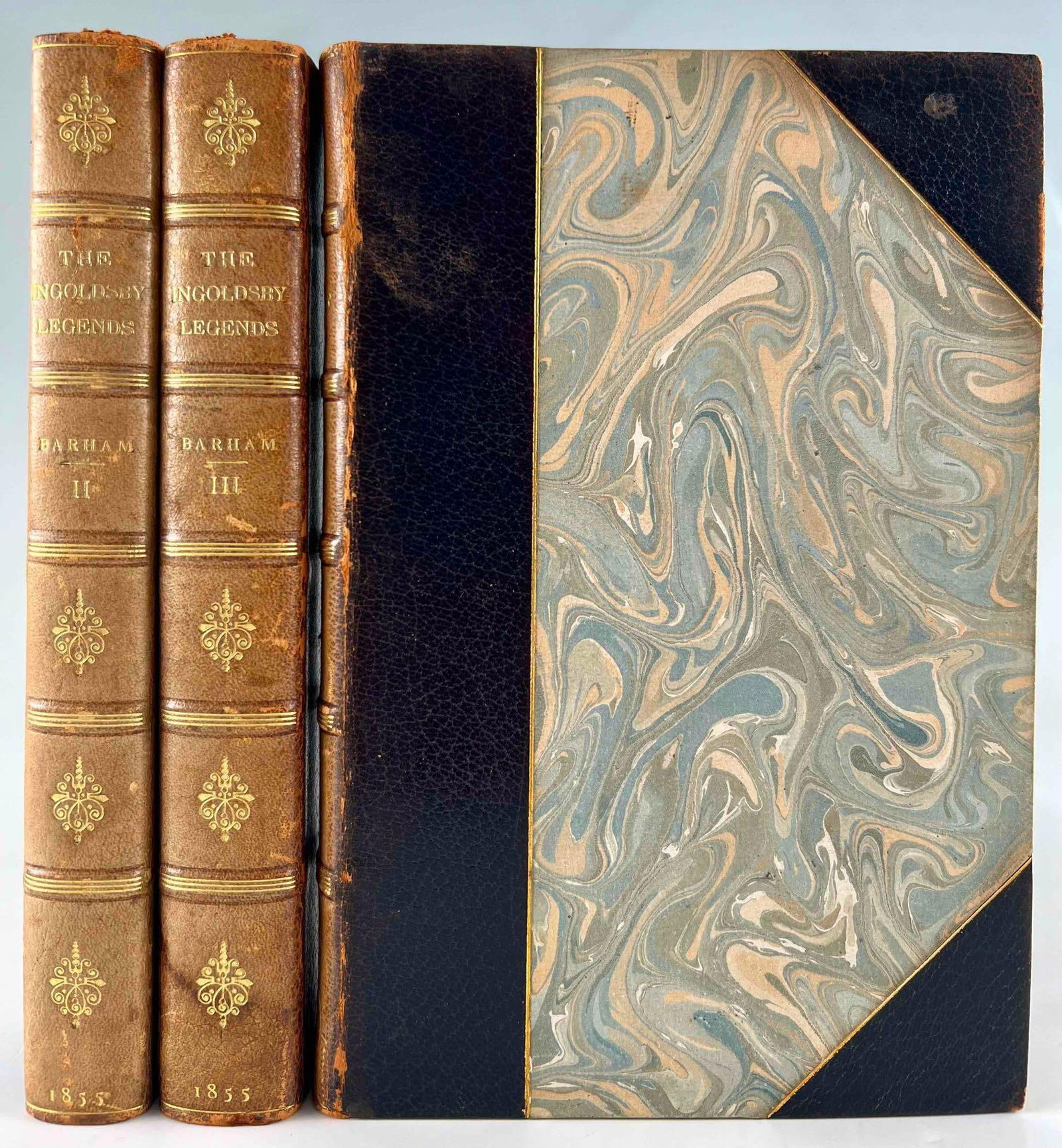 The Ingoldsby Legends, Or Mirth & Marvels, Thomas Ingoldsby, 1855, Marbleized & Leather Binding (1 of 15)