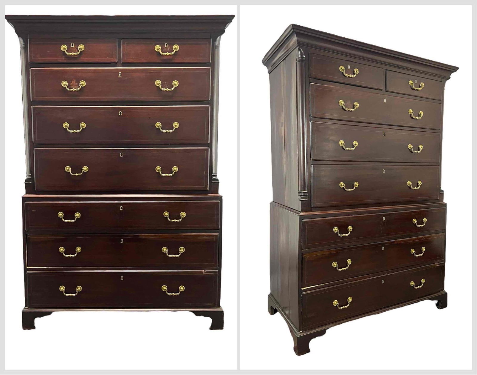 18th Century George III Inlaid Mahogany Chest On Chest (1 of 19)