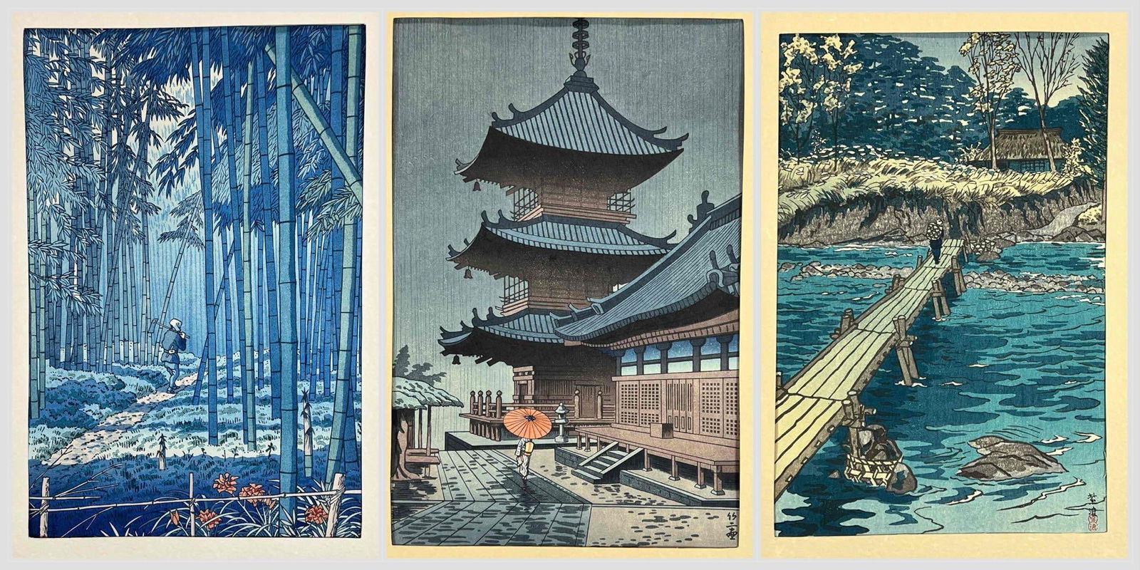 Three Japanese Ukiyo-E Woodblock Prints (1 of 20)