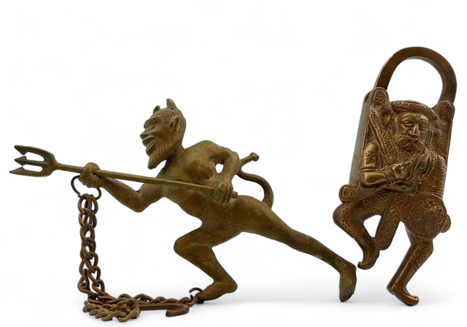 Older Brass Figural Padlock & Furnace Pull (1 of 13)